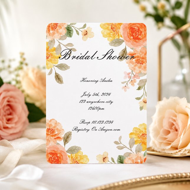 ORANGE BOTANICAL BRIDAL SHOWING INVITATION SAVE THE DATE (Von Creator hochgeladen)