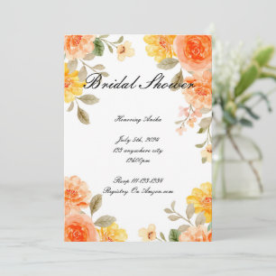ORANGE BOTANICAL BRIDAL SHOWING INVITATION SAVE THE DATE