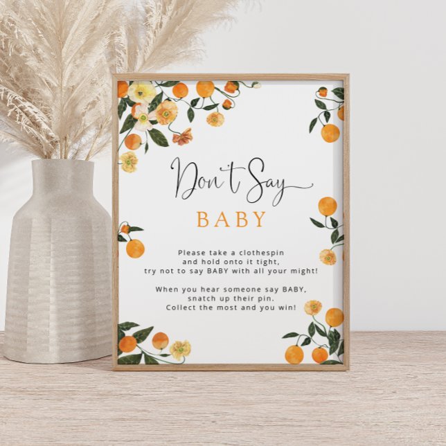 Orange & Botanical Don's Say Baby Game Poster (Von Creator hochgeladen)
