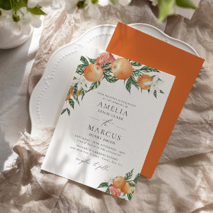 Orange Botanische Zitrone Moderne Hochzeitseinladu Einladung