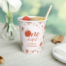 ORANGE BOW & ARCH FALL PUMPKIN FLOWERS BIRTHDAY PAPPBECHER