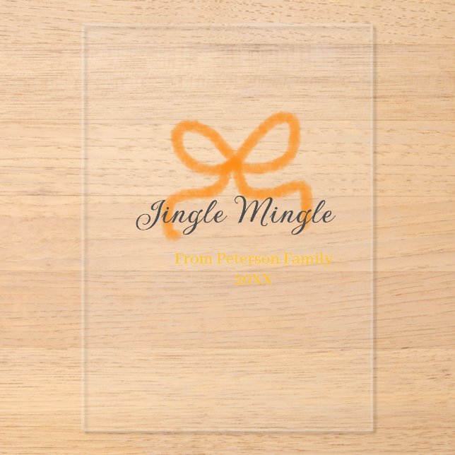 Orange bow jingle Mingle retro boho family namdate Acryleinladungen (Vorderseite)