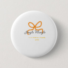 Orange bow jingle Mingle retro boho family namdate Button