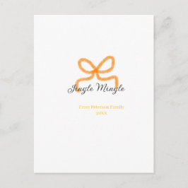 Orange bow jingle Mingle retro boho family namdate Feiertagspostkarte