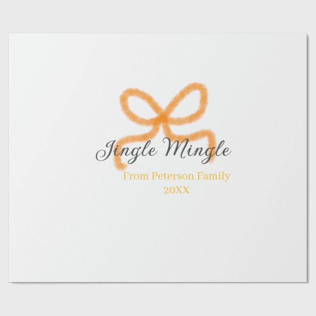 Orange bow jingle Mingle retro boho family namdate Geschenkpapier (Flach)