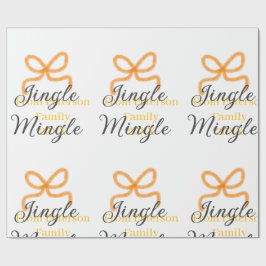 Orange bow jingle Mingle retro boho family namdate Geschenkpapier