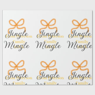 Orange bow jingle Mingle retro boho family namdate Geschenkpapier