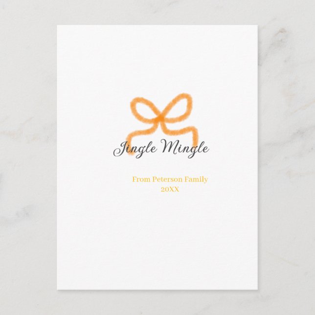 Orange bow jingle Mingle retro boho family namdate Postkarte (Vorderseite)