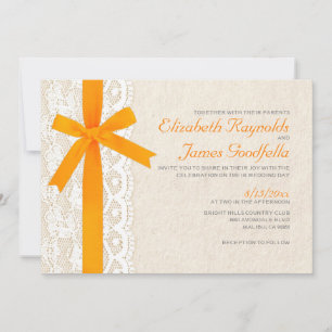 Orange Bow & Lace Wedding Einladungen
