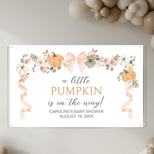 Orange Bow Pumpkin Baby Dusche Banner (Orange Bow Pumpkin Baby Shower Banner)
