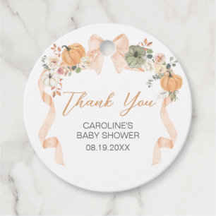 Orange Bow Pumpkin Baby Dusche Geschenkanhänger