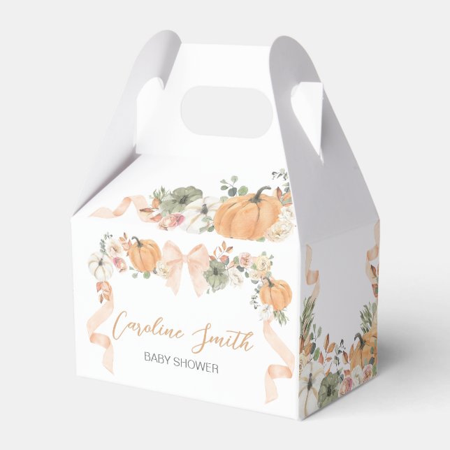 Orange Bow Pumpkin Baby Dusche Geschenkschachtel (Vorderseite)