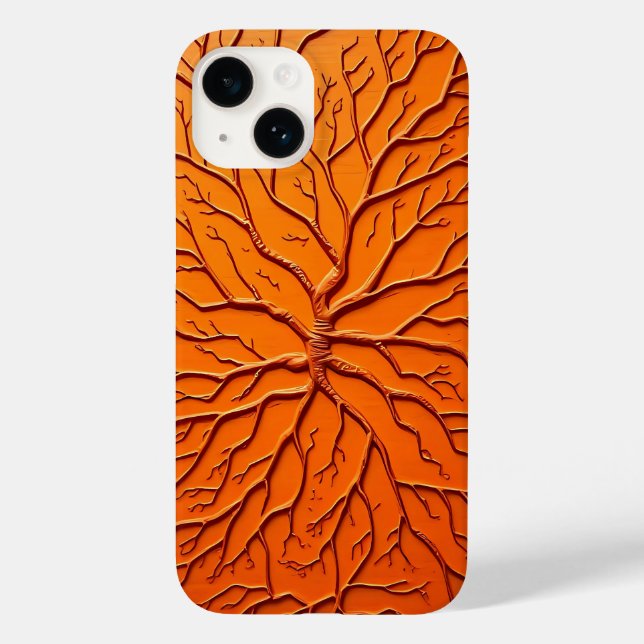 Orange Branching Texture iPhone Case Modern Art (Rückseite)