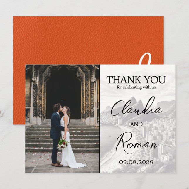 Orange Brasilien Passport Dankeskarte (Vorne/Hinten)