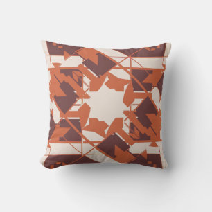 Orange Braun Beige Mittelmeer Abstraktes Blumenmot Kissen