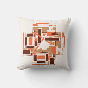 Orange Braun Beige Südwest-Look Labyrinth-Mosaik Kissen