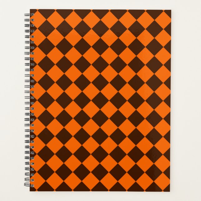 Orange-Braun-Diamant-Schachbrettmuster Planer (Vorderseite)