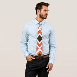 Orange Braune Diamant Geometrisch Krawatte