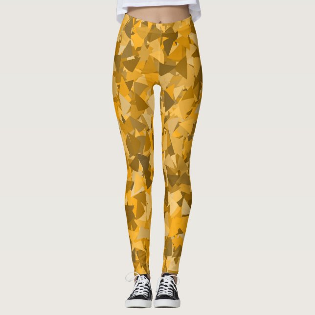 Orange-Braunes Dreieckmuster Leggings (Vorderseite)