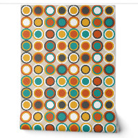 Orange Braunes Teal Blaues Mid Century Kreismuster