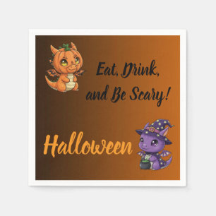 Orange BraunSchwarzer Farbverlauf Halloween Drache Serviette
