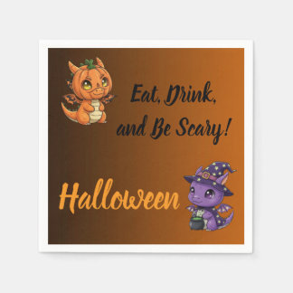 Orange BraunSchwarzer Farbverlauf Halloween Drache Serviette