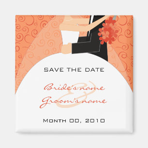 Orange Braut-und Bräutigam-Save the Date Magneten Magnet