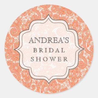 Orange Brautparty Dessert Table Tag Label Runder Aufkleber