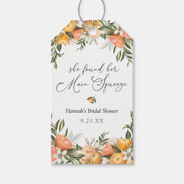 Orange-Brautparty Geschenkanhänger (Vorderseite)