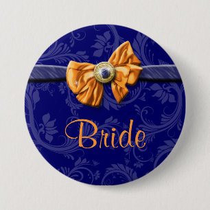 Orange Brautpartyhochzeit des Marineblaus Button