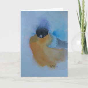 Orange Breasted Winter Bird Watercolor Weihnachten