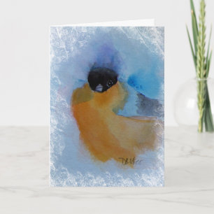 Orange Breasted Winter Bird Watercolor Weihnachten
