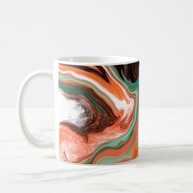 Orange Brown Abstrakt Art modern Kaffeetasse (Links)