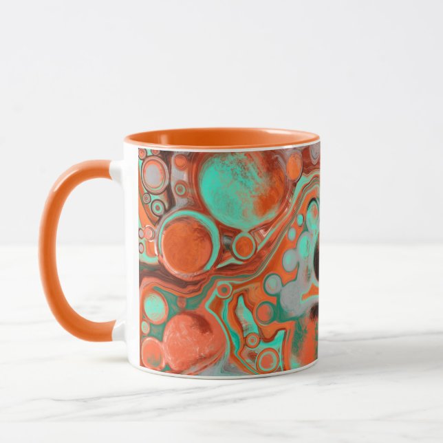 Orange Brown Abstrakt Art Moderne Kaffee Tasse (Links)