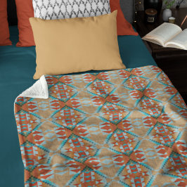 Orange Brown Aqua Fleecedecke