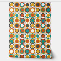 Orange Brown Aquamarin Blue Mid Century Circles Mu