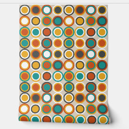 Orange Brown Aquamarin Blue Mid Century Circles Mu Tapete