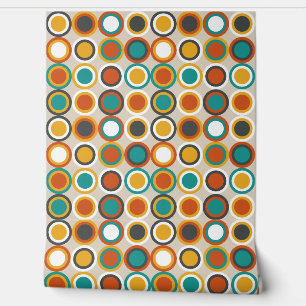 Orange Brown Aquamarin Blue Mid Century Circles Mu Tapete