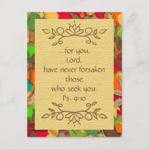Orange Brown Autumn Bible Verse Postcard Postkarte