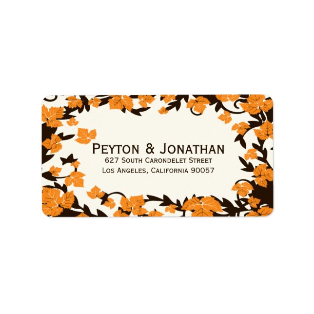 Orange Brown Autumn Leaves Address Labels Adressaufkleber (Vorne)