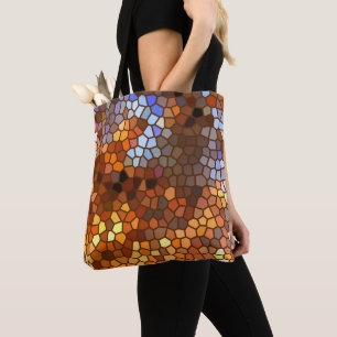 Orange Brown Autumn Mosaik Abstrakt Tote Bag