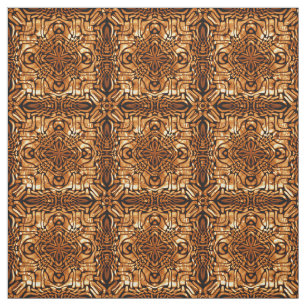 Orange Brown Bali Batik Style Paisley Pattern Stoff
