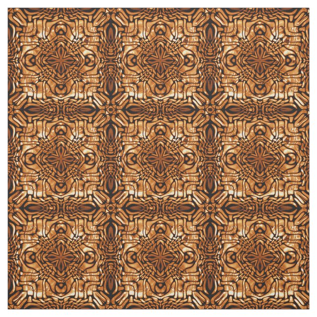 Orange Brown Bali Batik Style Paisley Pattern Stoff (Muster)