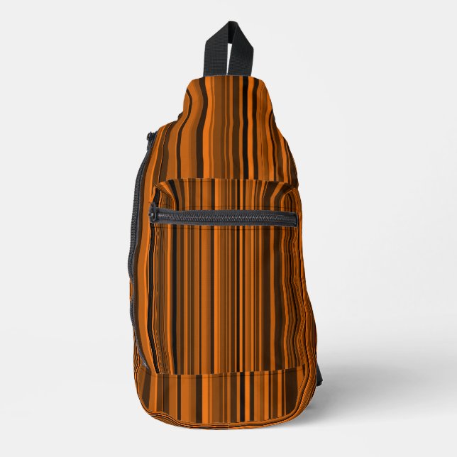 Orange Brown Black Stripes Crossbody Bag (Vorderseite)