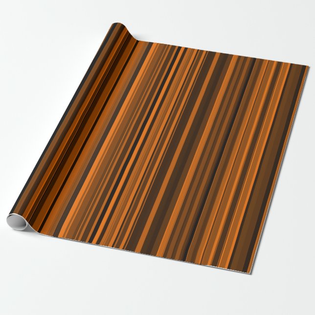 Orange Brown Black Stripes Geschenkpapier (Ungerollt)