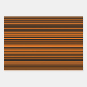 Orange Brown Black Stripes Geschenkpapier Set