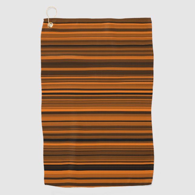 Orange Brown Black Stripes Golfhandtuch (Vorderseite)
