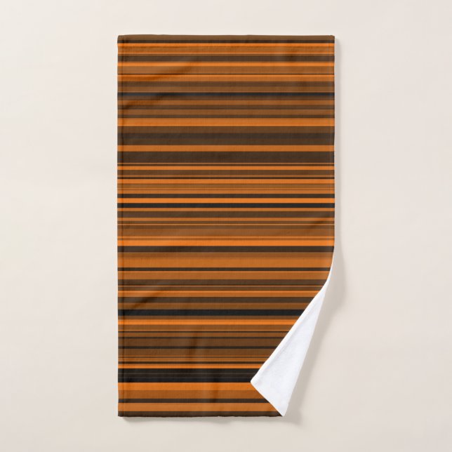Orange Brown Black Stripes Handtuch (Handtuch)