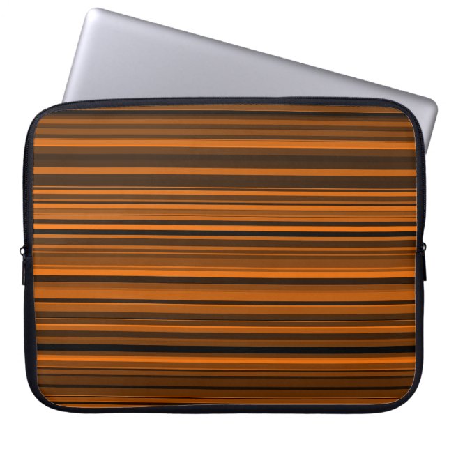 Orange Brown Black Stripes Laptopschutzhülle (Vorderseite)