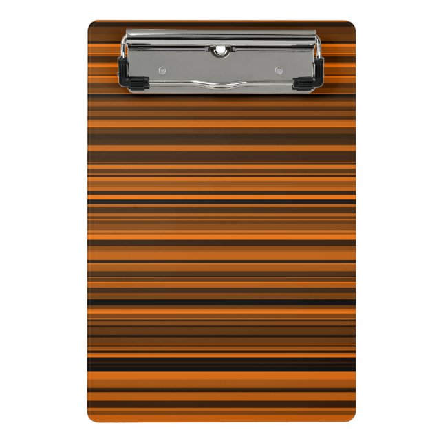 Orange Brown Black Stripes Mini Klemmbrett (Vorderseite)